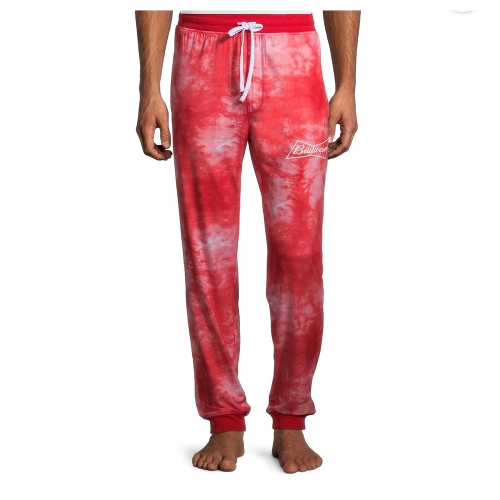 Budweiser Red Tie Dye Beer Logo Pajama Pants Size‎ M Lounge Sleepwear Unisex